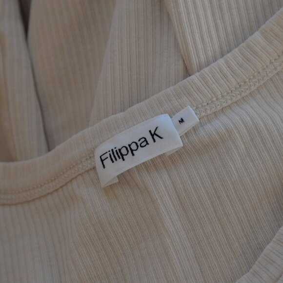 Filippa K Ribbed Knit Cream Baby Tee Sz M - Picture 5 of 6